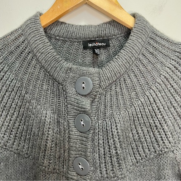 Le Chateau Grey Wool Cropped Cardigan Size XL Neutral Monochrome - Picture 2 of 8